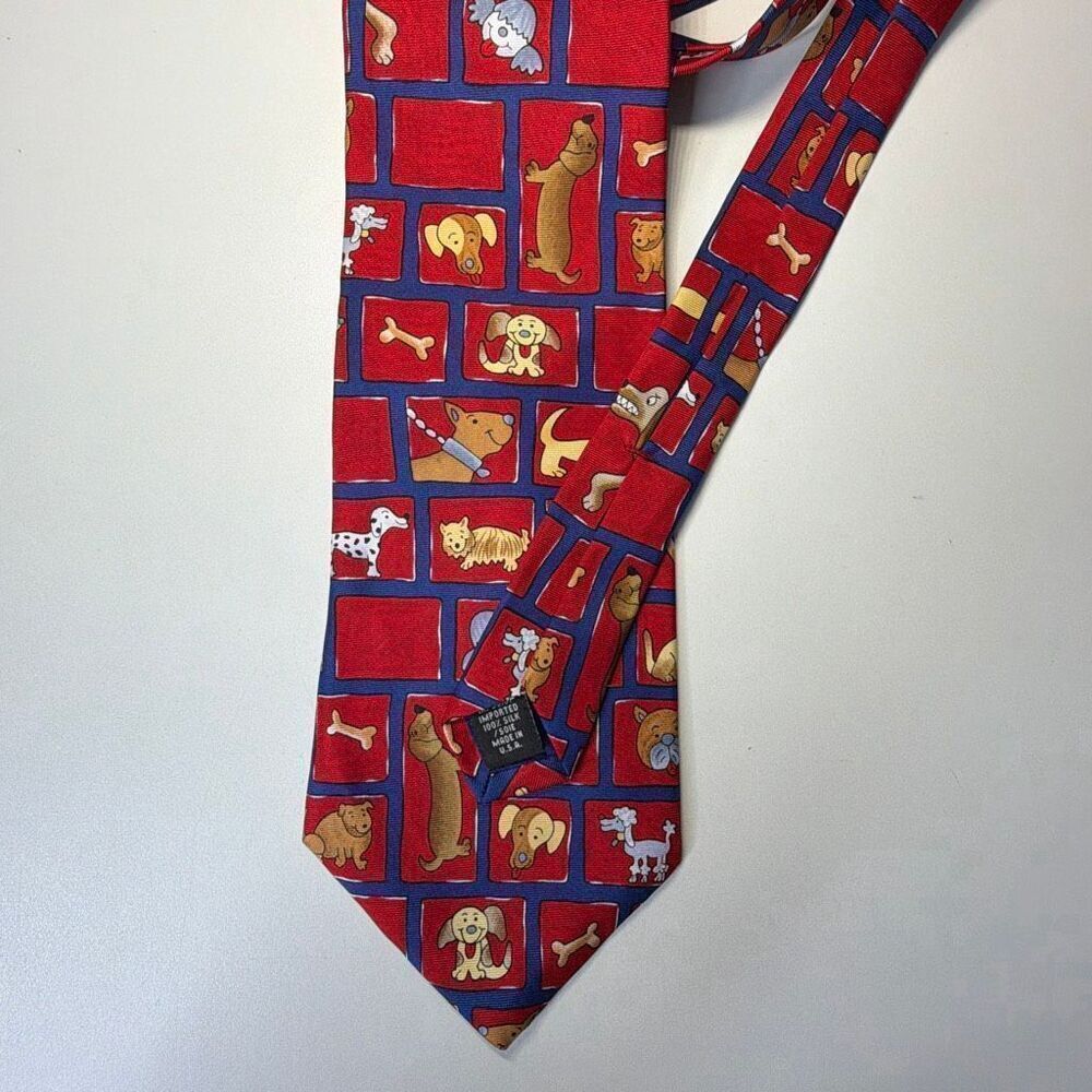 Save The Children Dog Lover Bones Multicolor Silk Neck Tie